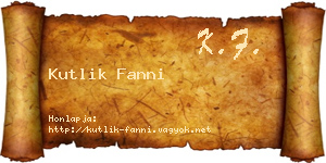 Kutlik Fanni névjegykártya